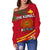 Papua New Guinea Rugby Off Shoulder Sweater Coconut Leaves - The Kumuls - Polynesian Pride