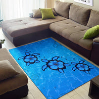 Turtle Hibiscus Swim In Sea Area Rug AH - Polynesian Pride