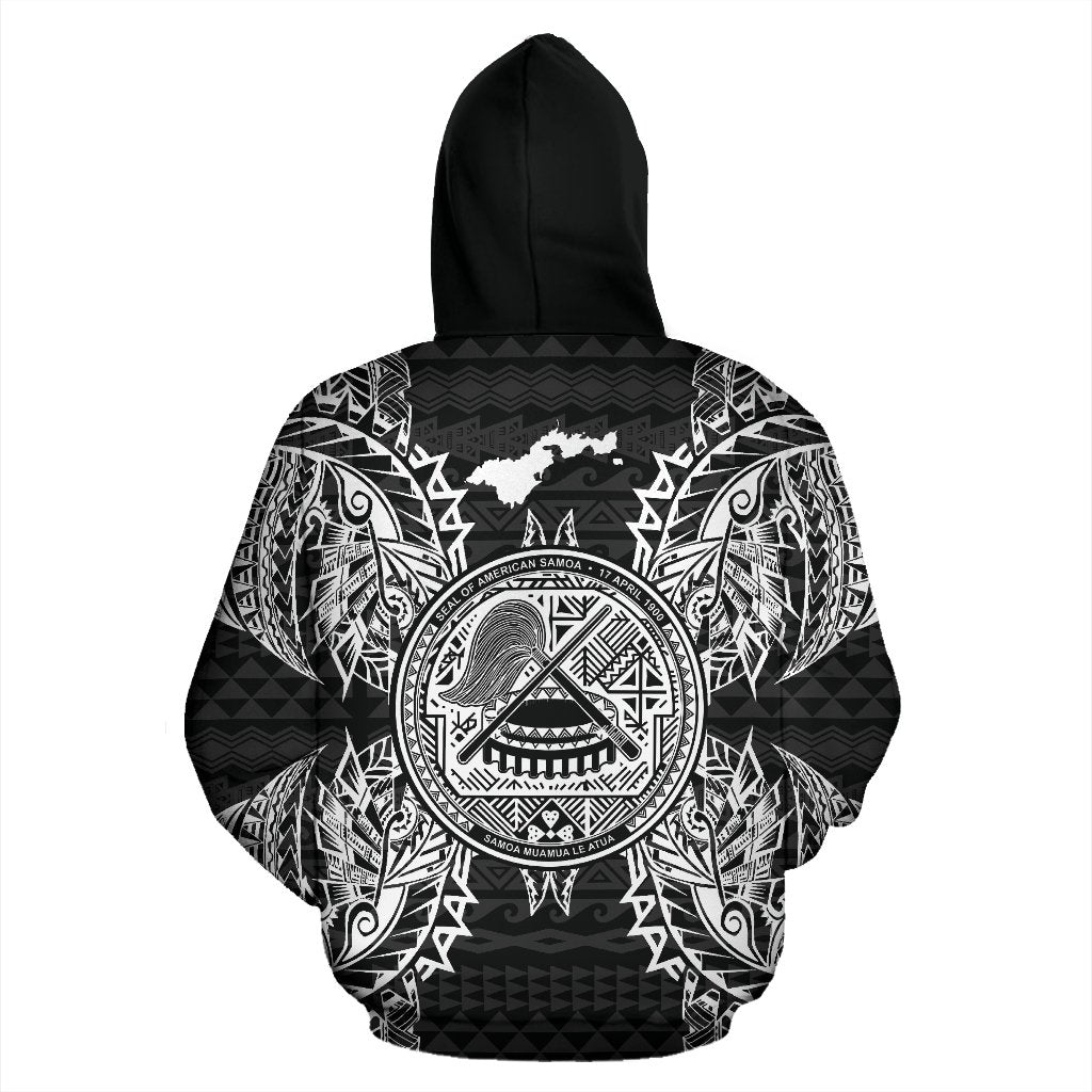 American Samoa Polynesian ll Over Hoodie Map Black - Polynesian Pride
