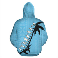 Fiji Cibi Zip up Hoodie Fiji Coat of Arms Blue - Polynesian Pride