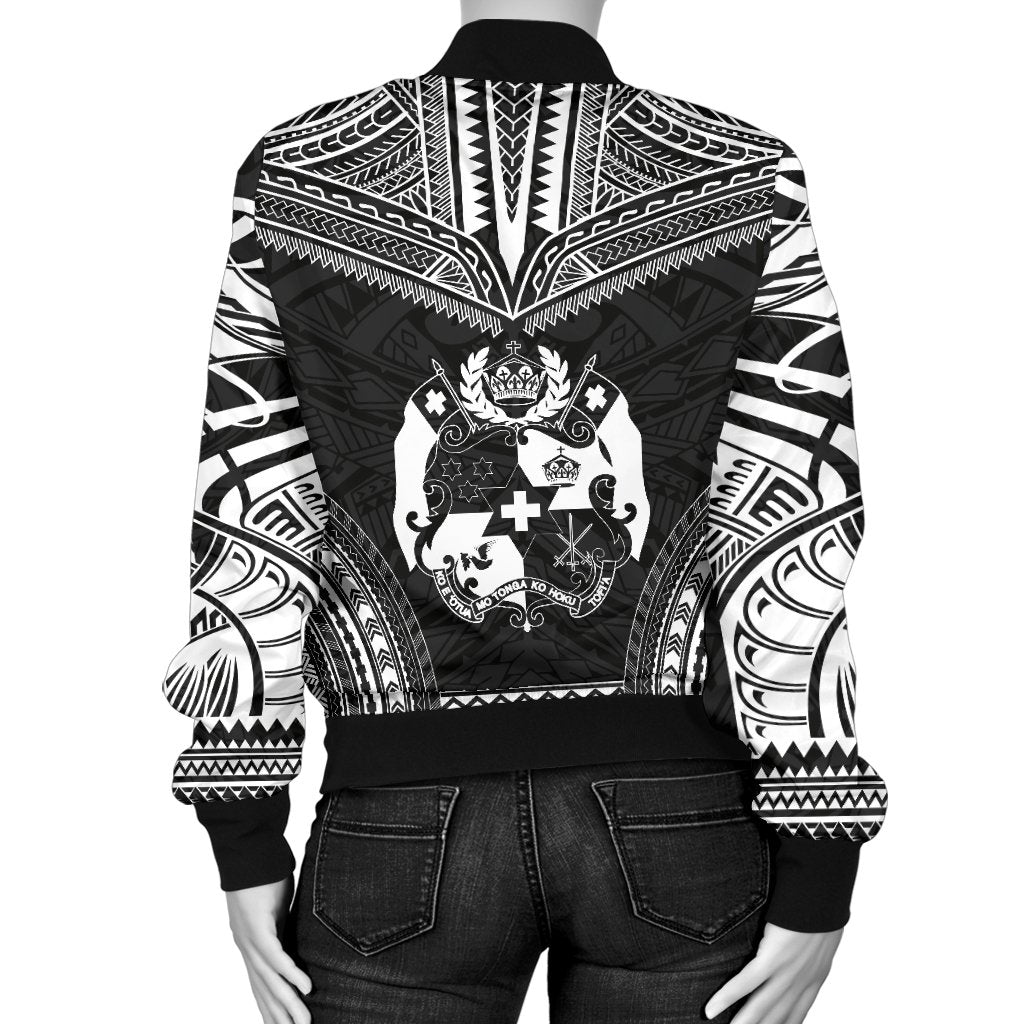 Tonga Polynesian Chief Women'S Bomber Jacket - Black Version - Polynesian Pride
