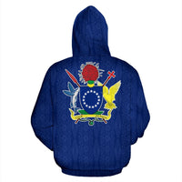Cook Islands Coat of Arms Polynesian Zip up Hoodie Warrior Style - Polynesian Pride