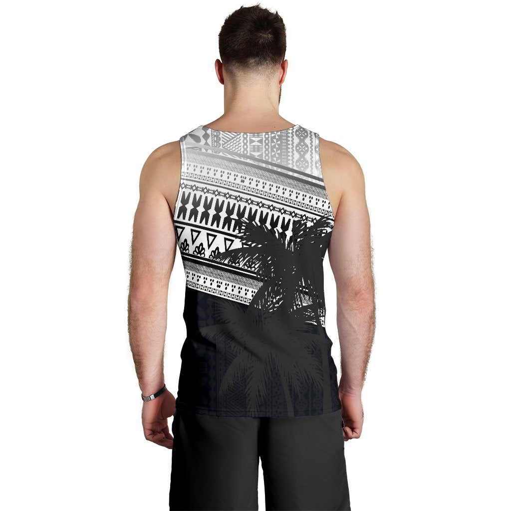 Fiji Rugby Makare And Tapa Patterns Men's Tank Top White - Polynesian Pride