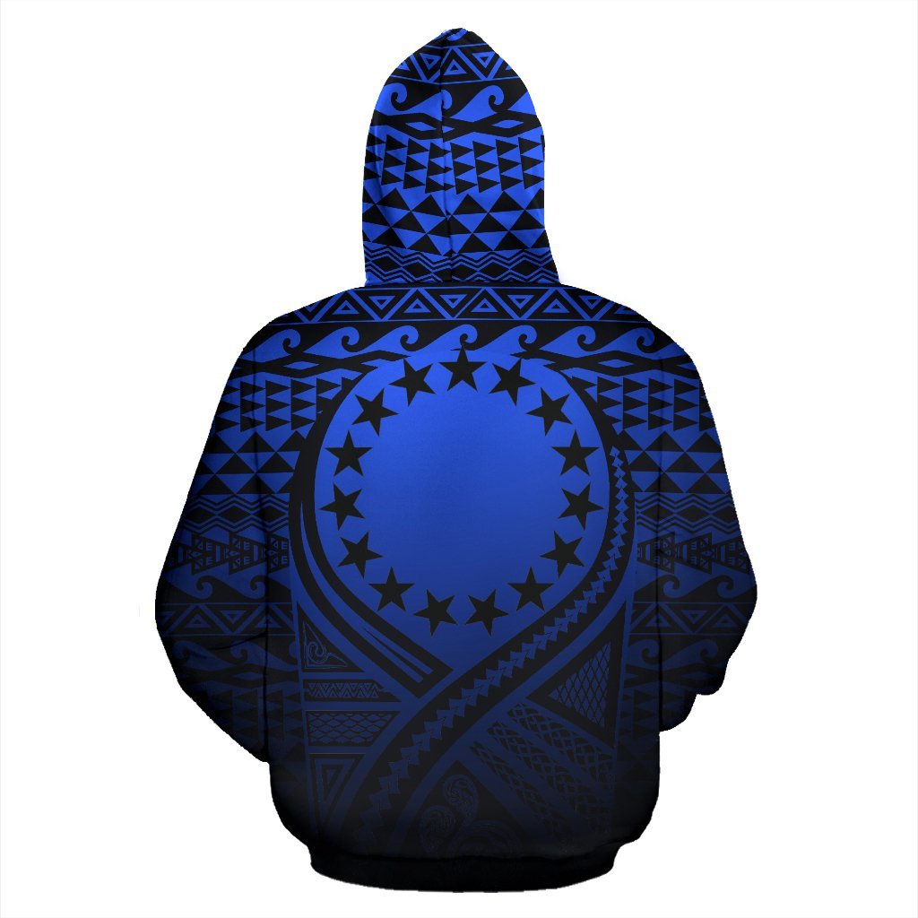 Cook Islands All Over Hoodie Lift up Blue - Polynesian Pride