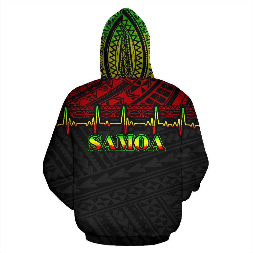 Samoa Polynesian All Over Zip up Hoodie Reggae Heartbeat Style - Polynesian Pride