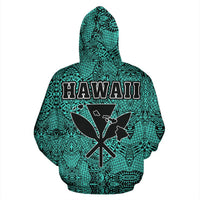 Polynesian Kanaka Maoli Hawaii Zip Hoodie Turquoise - Polynesian Pride