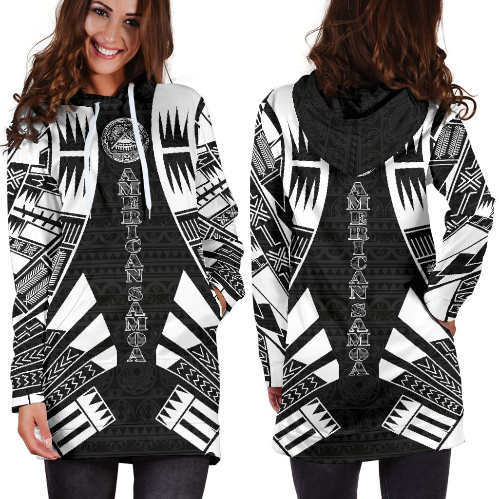 American Samoa Hoodie Dress - Polynesian Tattoo Black - Polynesian Pride