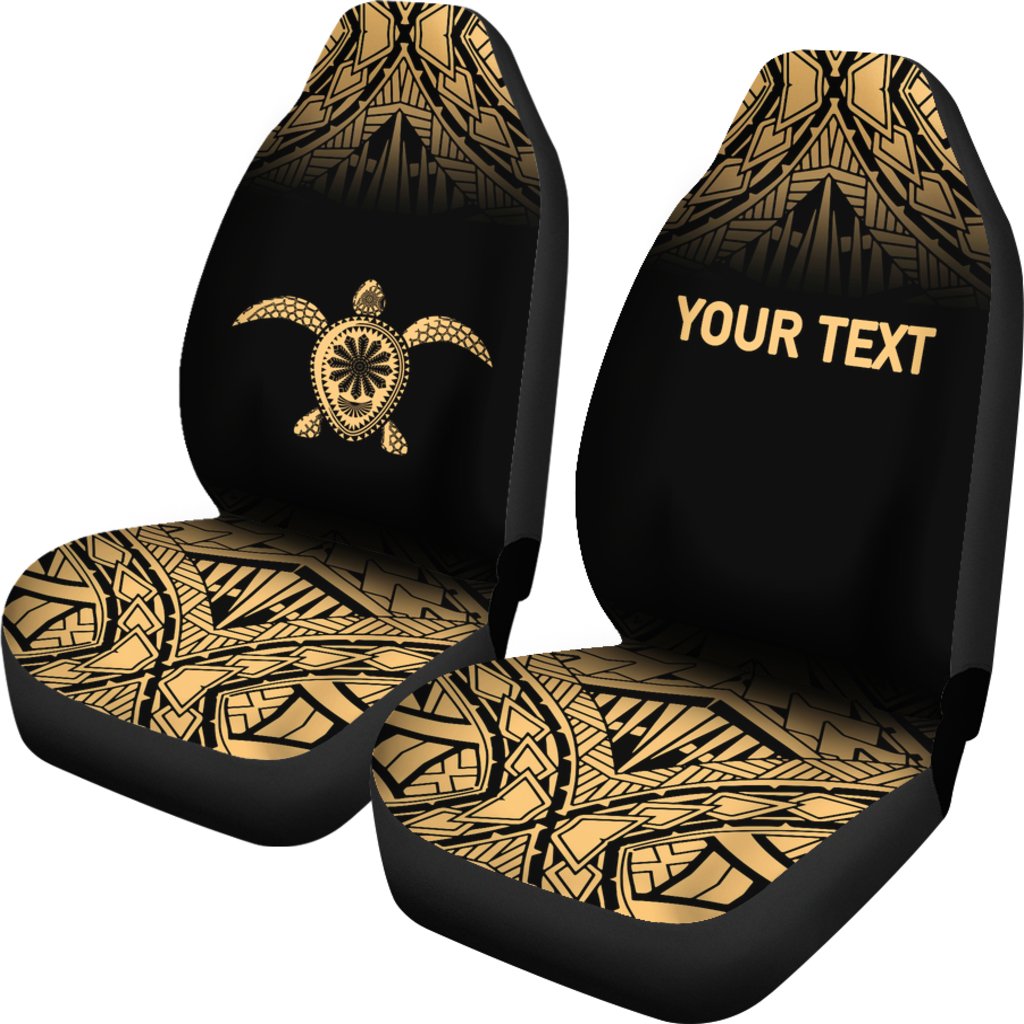 Hawaii Custom Personalised Car Seat Covers - Polynesian Turtle Tattoo Fog Gold - Polynesian Pride
