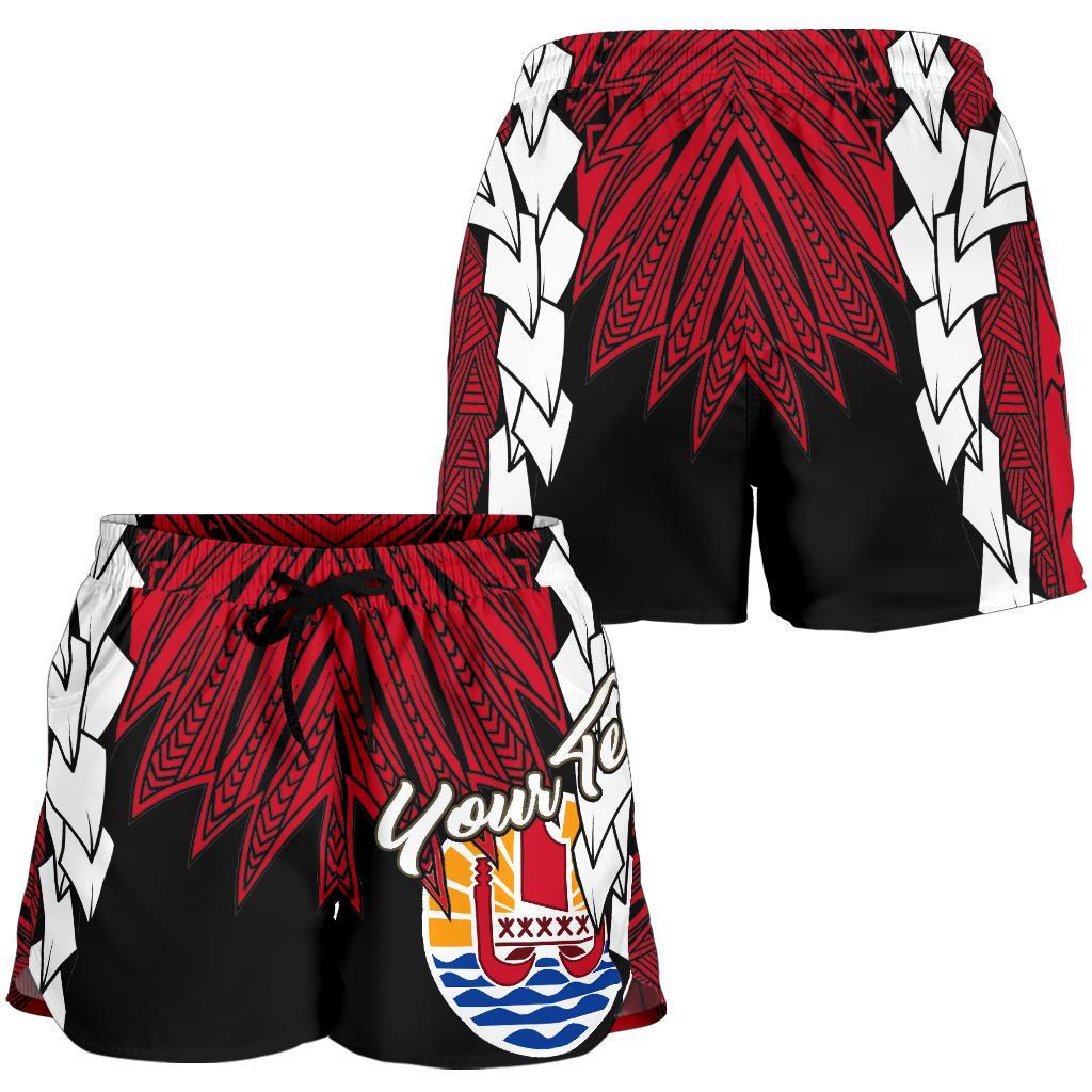Tahiti Polynesian Custom Personalised Women's Shorts - Tribal Wave Tattoo Flag Style - Polynesian Pride
