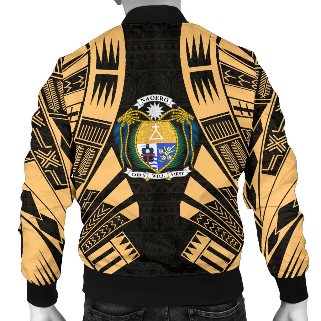 Nauru Men Bomber Jackets - Polynesian Tattoo Gold - Polynesian Pride