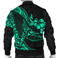 Polynesian Hawaii Men's Bomber Jacket - Polynesian Turquoise Humpback Whale - Polynesian Pride