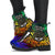 Marshall Islands Leather Boots - Rainbow Polynesian Pattern Crest - Polynesian Pride