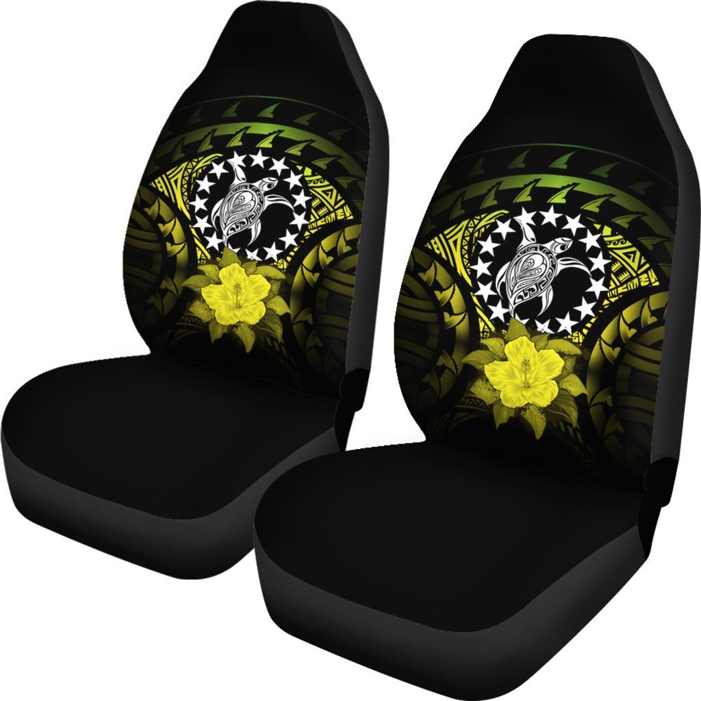 Cook Islands Car Seat Cover - Hibiscus Universal Fit Black - Polynesian Pride