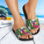 Tuvalu Custom Personalised Slide Sandals White - Turtle Plumeria Banana Leaf - Polynesian Pride