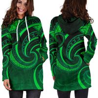 New Zealand Maori Mangopare Women Hoodie Dress Polynesian - Green - Polynesian Pride
