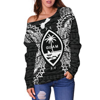 Guam Polynesian Shoulder Sweater Map Black - Polynesian Pride