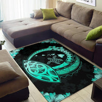 Hawaii Turtle Hibiscus Corner Map Polynesian Area Rug AH - Polynesian Pride