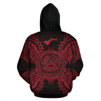 American Samoa Polynesian ll Over Hoodie Map Red - Polynesian Pride