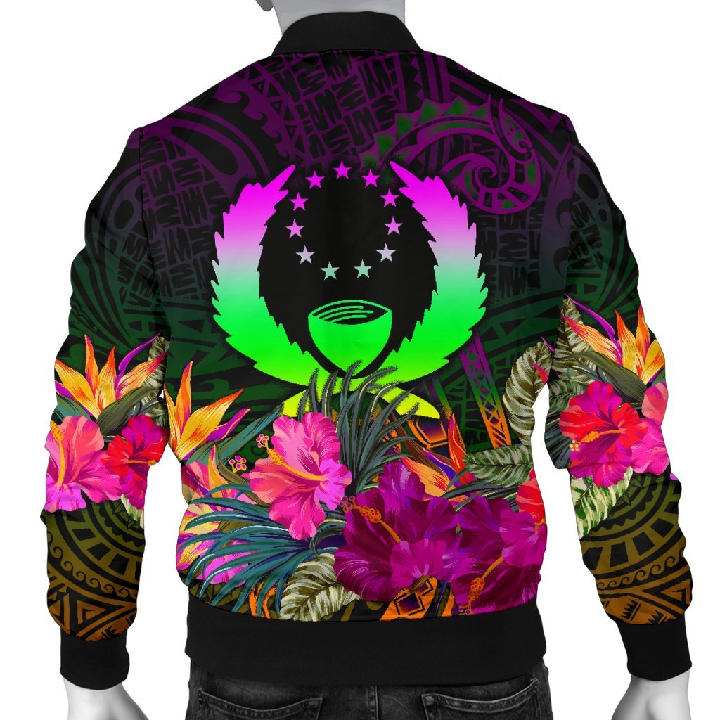 Pohnpei Men's Bomber jacket - Summer Hibiscus - Polynesian Pride