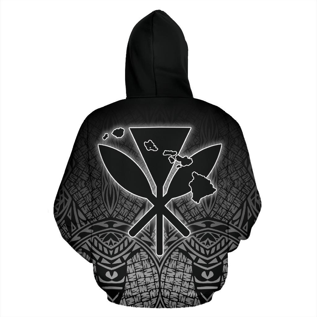 Hawaii Kanaka Polynesian Zipper Hoodie White Neon Style - Polynesian Pride