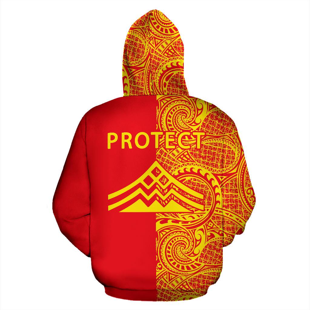 Hawaii Mauna Kea Polynesian Zip up Hoodie The Half Yelllow and Red - Polynesian Pride