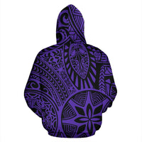 Hawaii Hoodie Polynesian Hawaiian Style Tribal Tattoo Violet Pullover - Polynesian Pride