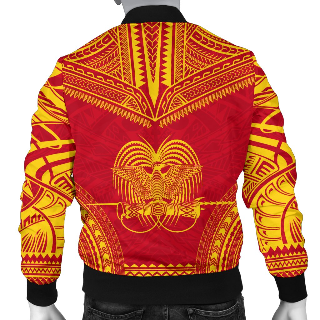 Papua New Guinea Flag Polynesian Chief Men's Bomber Jacket - Polynesian Pride