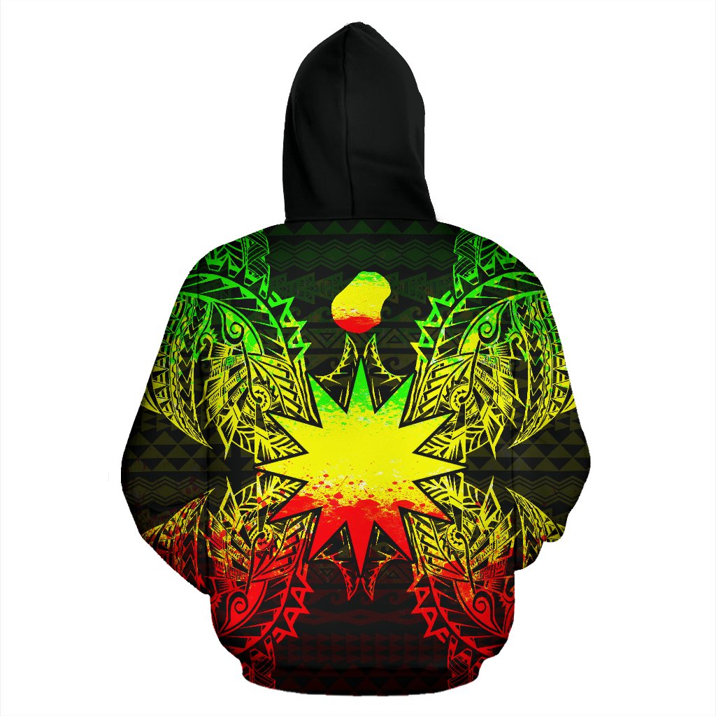 Nauru Polynesian All Over Zip up Hoodie Map Reggae - Polynesian Pride