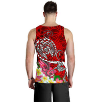 Polynesian Men's Tank Top - Turtle Plumeria Red Color - Polynesian Pride
