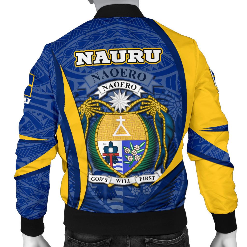 Nauru Polynesian Bomber Jacket (Men) - Nauru Spirit (Blue) - Polynesian Pride
