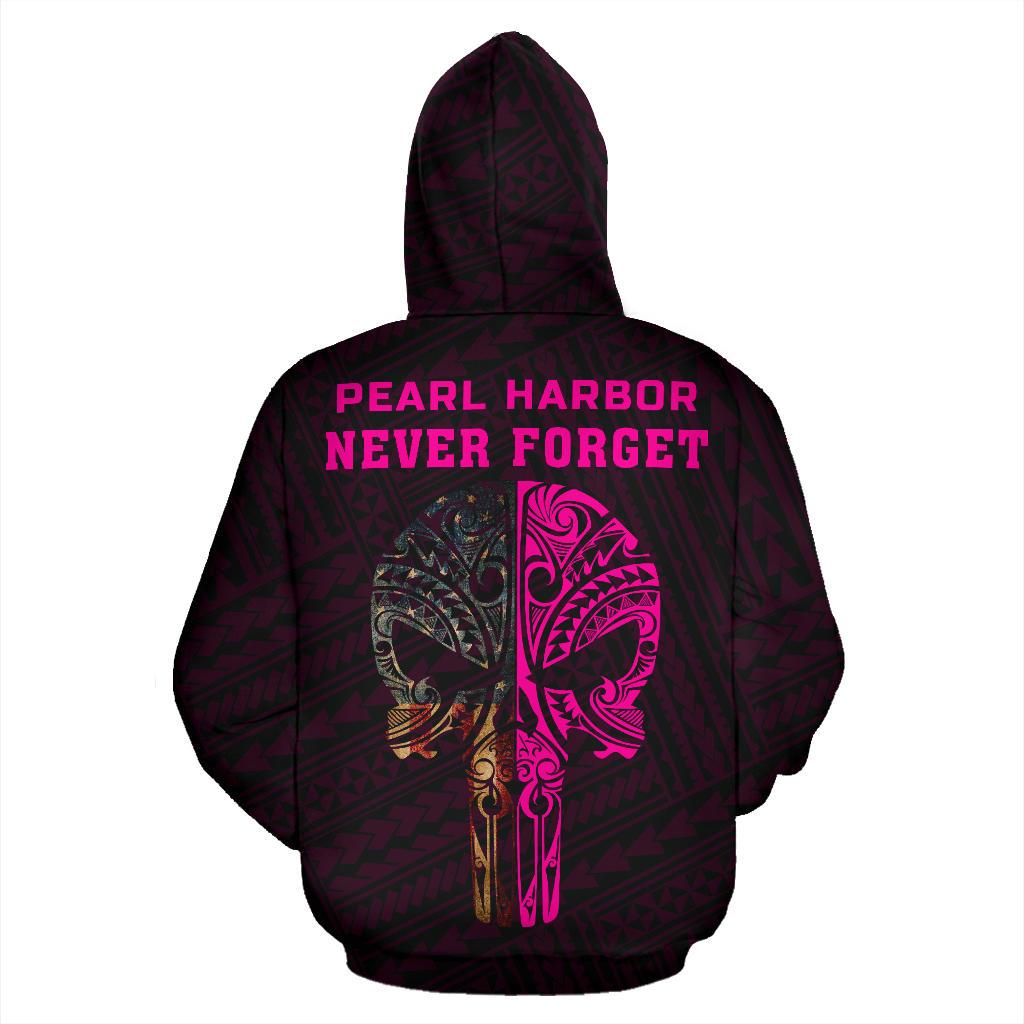 Polynesian Kakau Skull National Pearl Harbor Remembrance Day Hawaii Hoodie Pink - Polynesian Pride