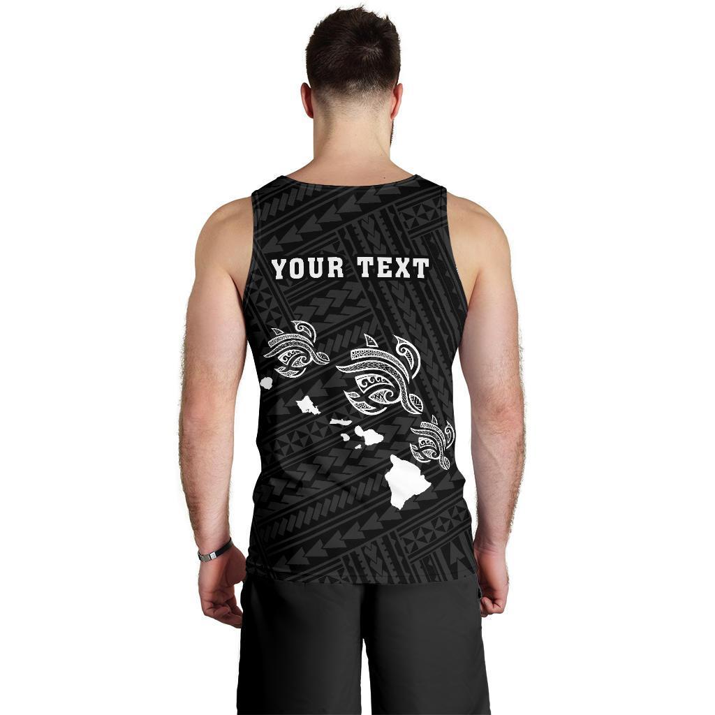 Hawaii Kakau Polynesian Three Turtles Map Personalized Men's Tank Top - White - Polynesian Pride