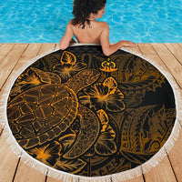 Vanuatu Polynesia Beach Blanket Turtle Hibiscus Gold - Polynesian Pride