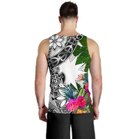 Nauru Custom Personalised Men's Tank Top White - Turtle Plumeria Banana Leaf - Polynesian Pride