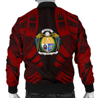 Nauru Men Bomber Jackets - Polynesian Tattoo Red - Polynesian Pride