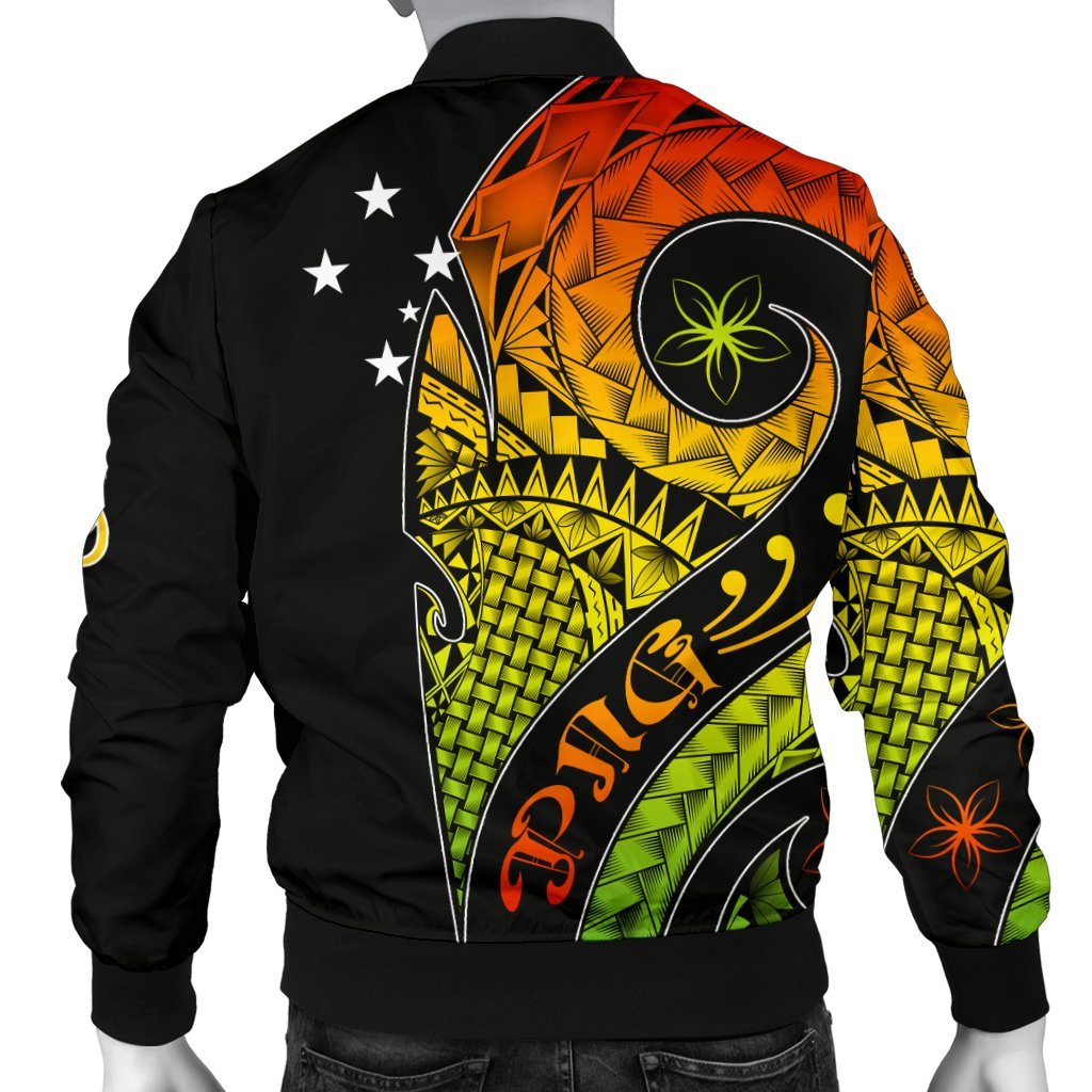 Papua New Guinea Men's Bomber Jacket - PNG Bird And Polynesian Decorative Pattern - Polynesian Pride