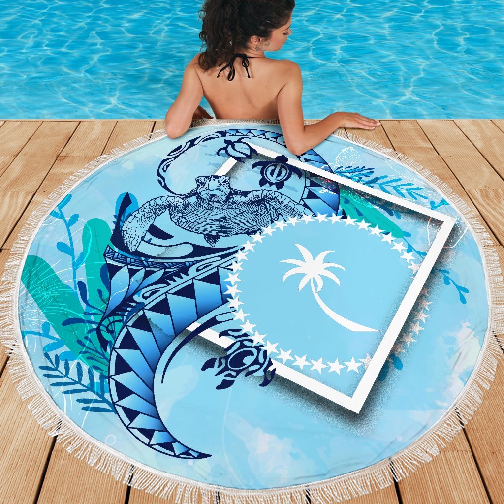 Chuuk State Beach Blanket - Turtle Under The Sea Style - Polynesian Pride