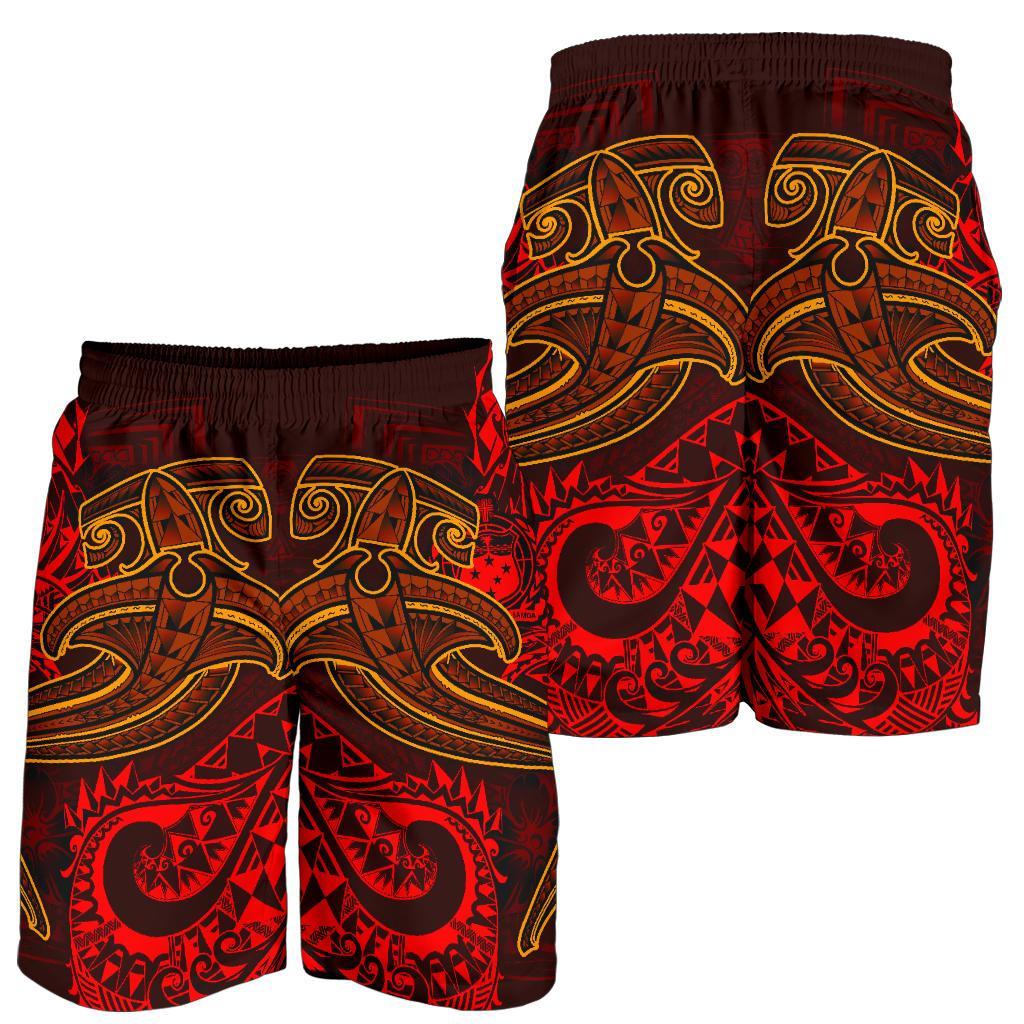 Samoa Men's Shorts - Red Shark Polynesian Tattoo - Polynesian Pride
