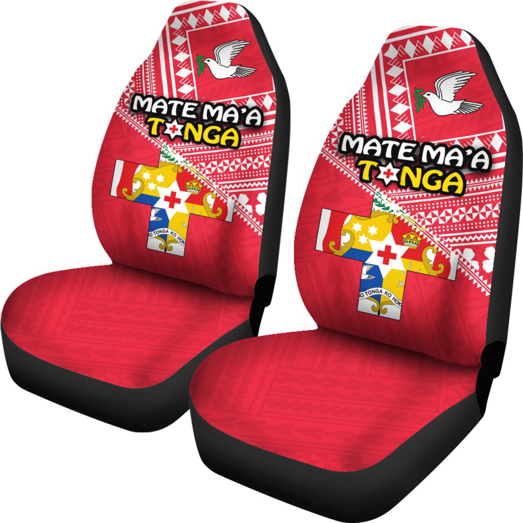 Mate Ma'a Tonga Car Seat Cover Coat Of Arms Universal Fit Red - Polynesian Pride