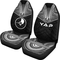 Yap Car Seat Cover - Yap Flag Polynesian Chief Tattoo Black Version - Polynesian Pride