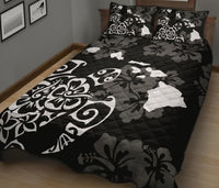 Turtle Hibiscus Map White Quilt Bed Set - Polynesian Pride