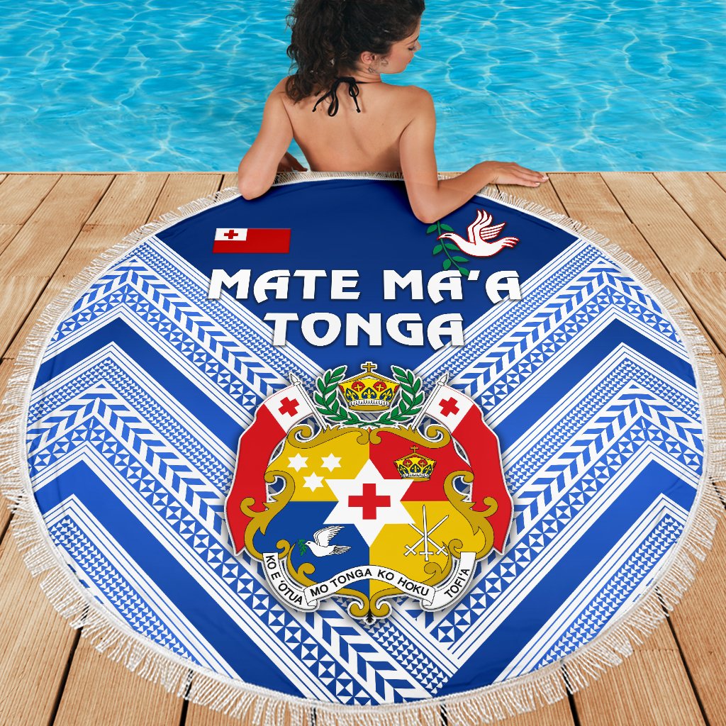 Mate Ma'a Tonga Rugby Beach Blanket Polynesian Creative Style - Blue - Polynesian Pride