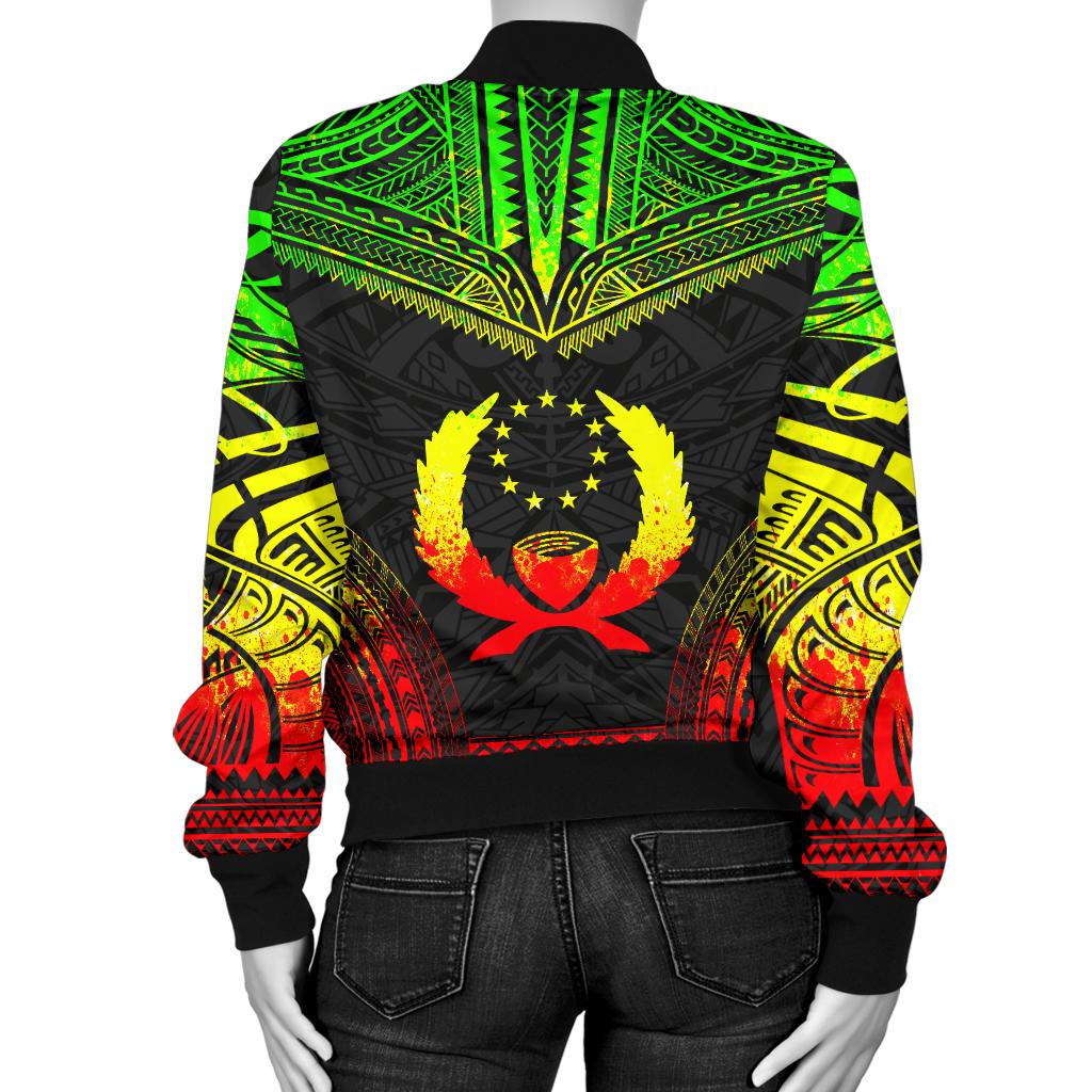 Pohnpei Polynesian Chief Women'S Bomber Jacket - Reggae Version - Polynesian Pride