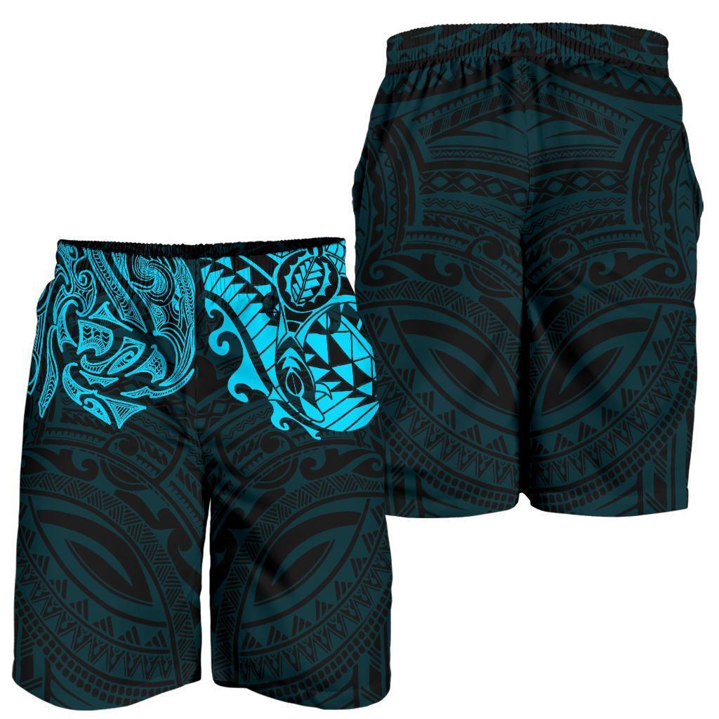 New Zealand All Over Print Men'S Shorts, Maori Polynesian Tattoo Blue - Polynesian Pride