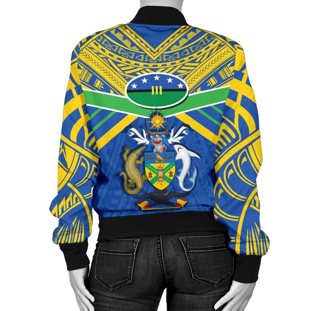 Solomon Islands Women Bomber Jacket Simple Coat Of Arms Rugby - Polynesian Pride