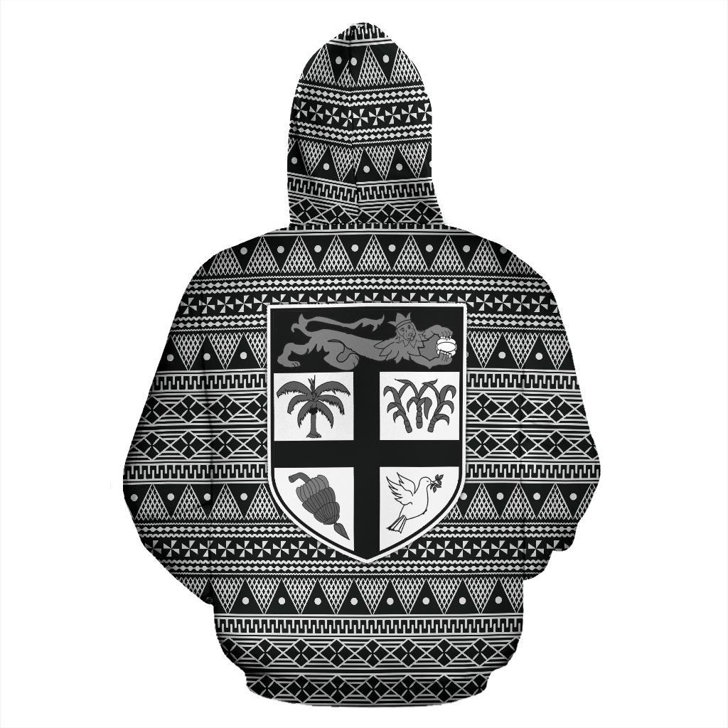 Fiji Polynesian Zip up Hoodie Tapa Pattern Rugby Ball - Polynesian Pride