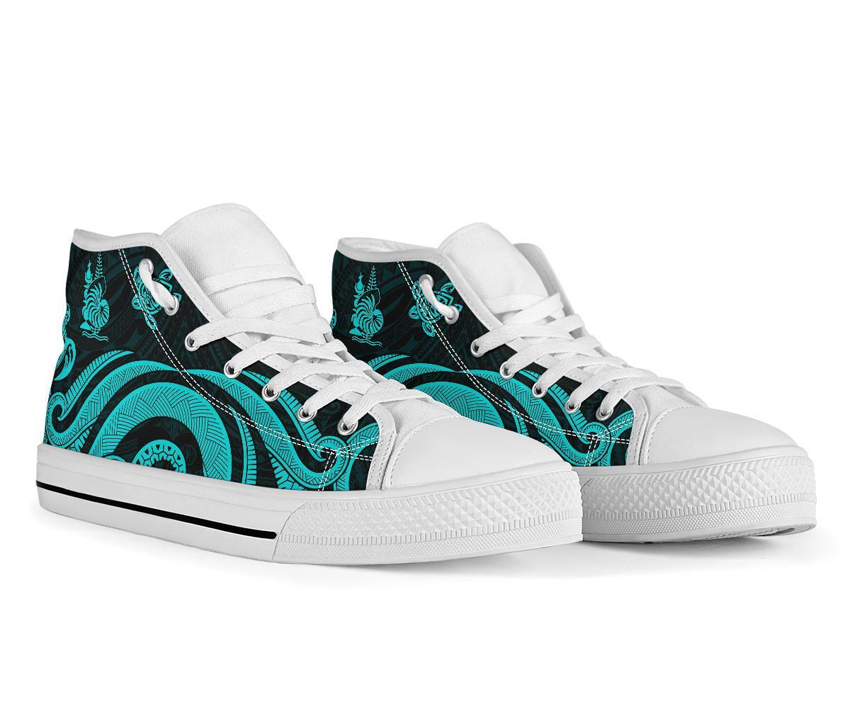 New Caledonia High Top Canvas Shoes - Turquoise Tentacle Turtle - Polynesian Pride