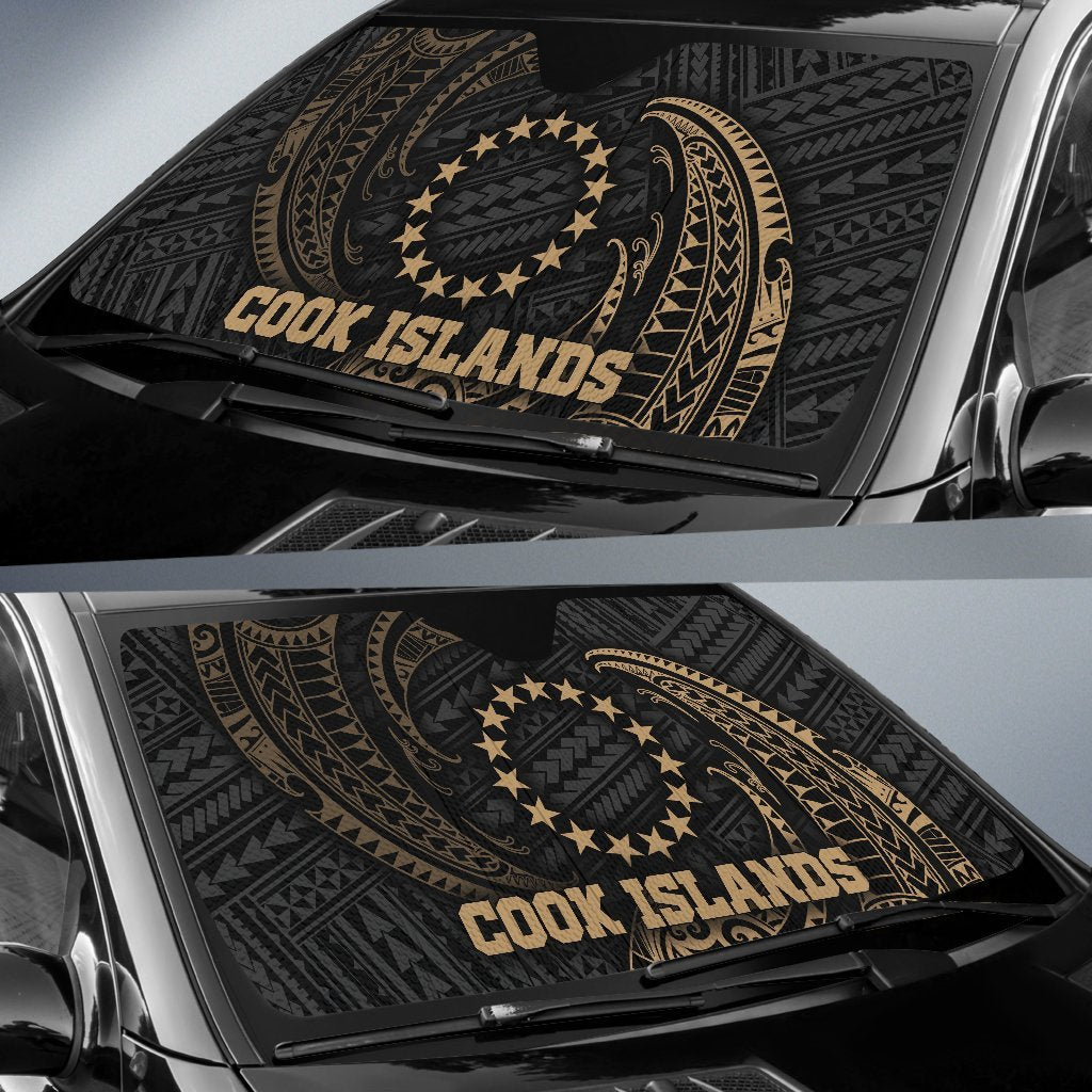 Polynesian Cook Islands Sun Shades - Gold Tribal Wave - Polynesian Pride