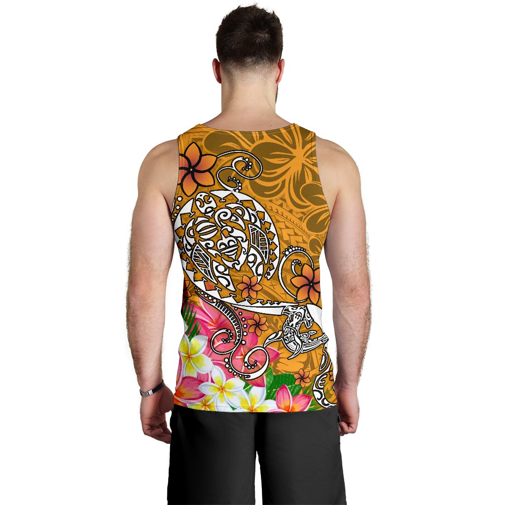 Polynesian Men's Tank Top - Turtle Plumeria Gold Color - Polynesian Pride