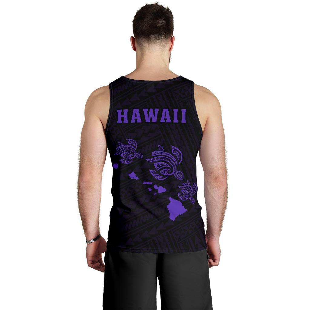 Hawaii Kakau Polynesian Three Turtles Map Men's Tank Top - Purple - Polynesian Pride